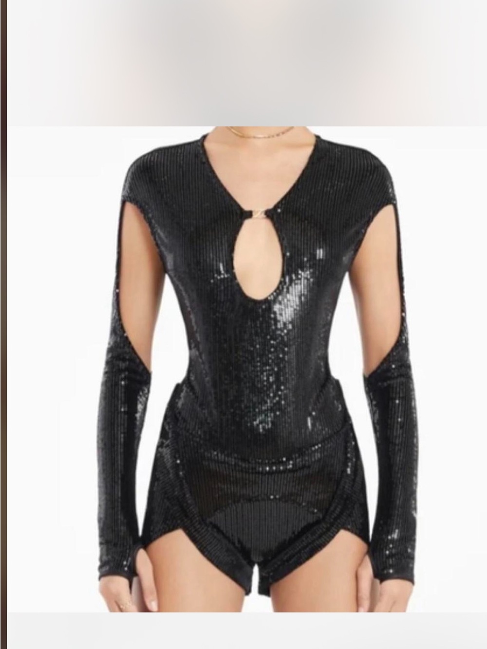Black Sequin Long Sleeve Cutout set - Ruve XXS